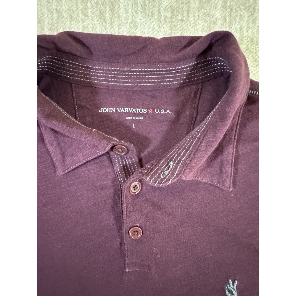 John Varvatos Men’s Eggplant Purple Short Sleeve Polo Shirt Size Large - Picture 7 of 9